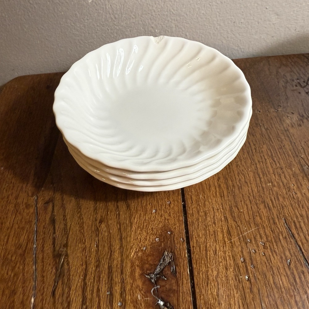 VTG 13 Piece Set-‎ White Swirl Unmarked-4 Fruit Bowls 4-Saucers-4 Mugs-1 Creamer - Picture 9 of 16